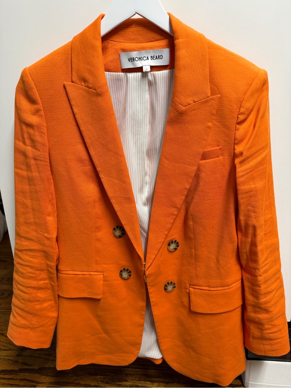 Veronica Beard Bright Orange Double-Breasted Blazer